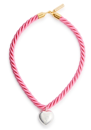 Timeless Pearly Heart Cord Necklace - Pink - One Size