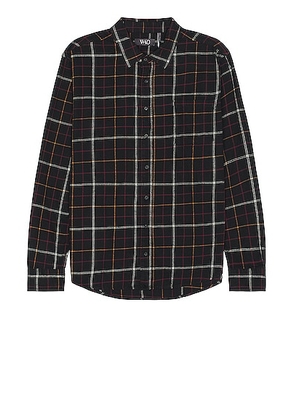 WAO The Flannel Shirt in black & burgundy - Black. Size S (also in L, M, XL/1X).