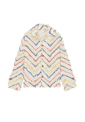 HARAGO Chenille Embroidered Jacket in Multi - White. Size M (also in S).
