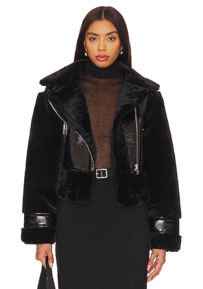 BLANKNYC Faux Fur Jacket in Black. Size L, M, S.