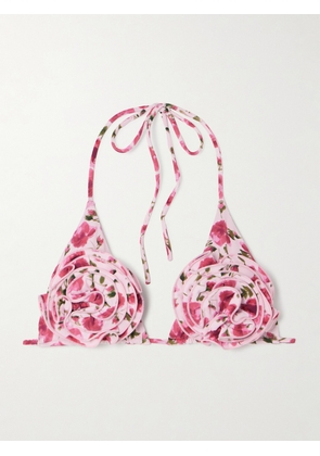 Magda Butrym - Appliquéd Floral-print Triangle Bikini Top - Pink - FR34,FR36,FR38,FR40,FR42