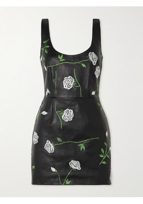 Magda Butrym - Embroidered Leather Mini Dress - Black - FR34,FR36,FR38,FR40