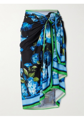Dolce & Gabbana - Floral-print Silk-jersey Pareo - Blue - One size