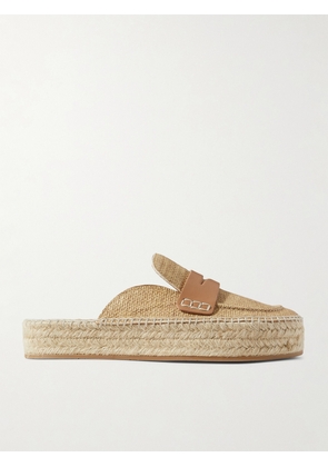 JW Anderson - Printed Textured-leather Espadrille Mules - Neutrals - IT35,IT36,IT37,IT38,IT39,IT40,IT41,IT42