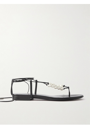 Magda Butrym - Faux Pearl-embellished Leather Sandals - Black - IT35,IT36,IT37,IT37.5,IT38,IT38.5,IT39,IT40,IT41
