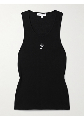 JW Anderson - Embroidered Ribbed-jersey Tank - Black - xx small,x small,small,medium,large,x large
