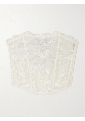 Fleur du Mal - Guipure Lace And Tulle Bustier Top - Ivory - x small,small,medium,large