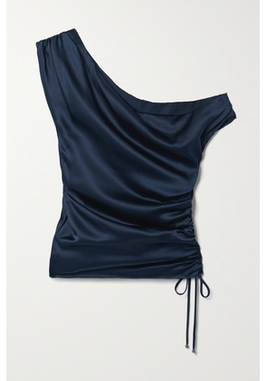 Veronica Beard - Dione One-shoulder Draped Stretch Silk-satin Top - Blue - US0,US2,US4,US6,US8,US10,US12