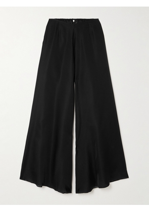 Rosamosario - Vogue Silk-satin Wide-leg Pants - Black - x small,small,medium,large,x large