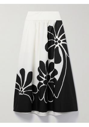 Farm Rio - Palermo Floral-print Cotton-poplin Maxi Skirt - Black - xx small,x small,small,medium,large,x large