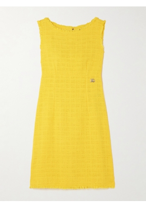 Dolce & Gabbana - Raschel Frayed Cotton-blend Tweed Mini Dress - Yellow - IT36,IT38,IT40,IT42,IT44,IT46,IT48
