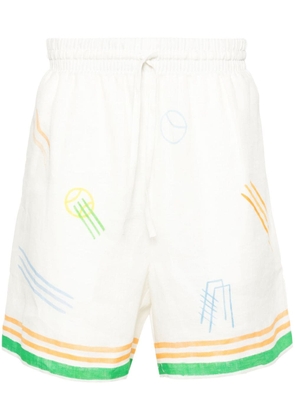 Casablanca Le Jeu linen shorts - White