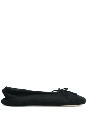 N.Peal bow tie slippers - Black