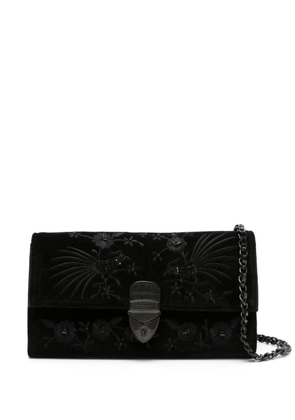 Aspinal Of London Mayfair floral-embroidered clutch - Black