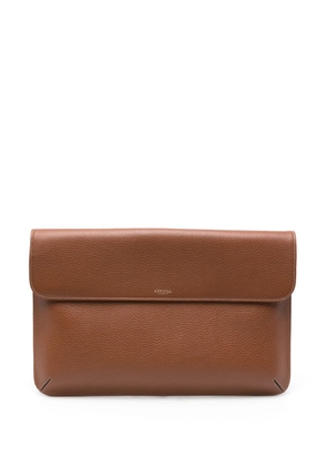 Aspinal Of London pebbled leather laptop bag - Brown