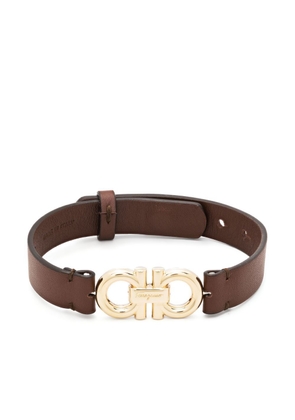 Ferragamo Gancini-plaque leather bracelet - Brown