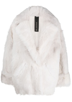 Blancha short shearling coat - White