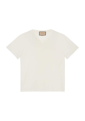 Gucci Embroidered V-Neck Cotton T-Shirt