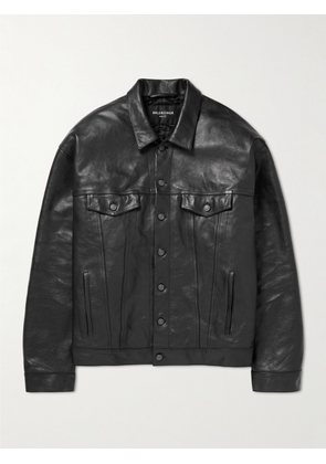 Balenciaga - Oversized Full-Grain Leather Trucker Jacket - Men - Black - XS