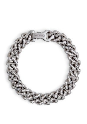 Emanuele Bicocchi Rhodium-Plated Sterling Silver And Cubic Zirconia Chain Bracelet