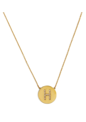 Jennifer Meyer Yellow Gold And Diamond Letter Disc H Necklace