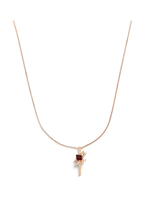 Bee Goddess Rose Gold, Diamond And Radolite Letters Necklace