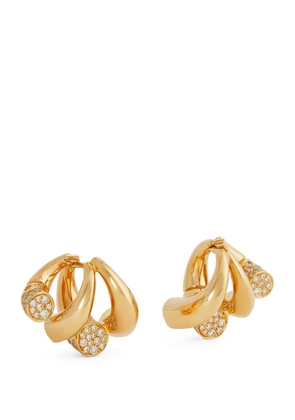 Tabayer Yellow Gold And Pavé Diamond Oera Edition 3 Triple Hoop Earrings