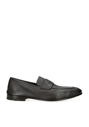 Zegna Leather-Cashmere L'Asola Loafers