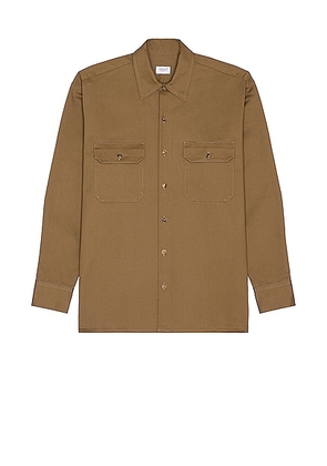 Ghiaia Cashmere Cotton Working Shirt in Cacao - Tan. Size S (also in L, M, XL).