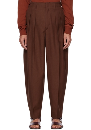 LEMAIRE Brown Pleated Tapered Trousers