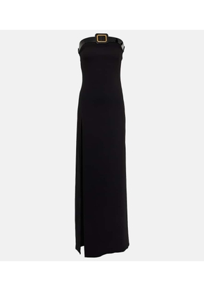 Tom Ford Buckle-detail strapless sablé gown
