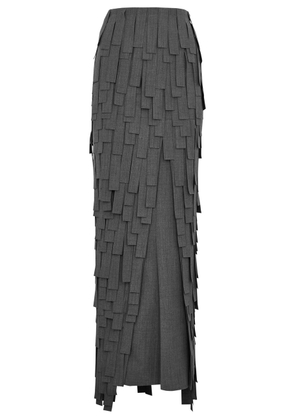 A. W.A. K.E Mode Cut-out Fringed Skirt - Grey - 38 (UK10 / S)