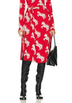 Stella McCartney Pixel Horses Bow Detailed Skirt in Red & Off White - Red. Size 36 (also in 38).