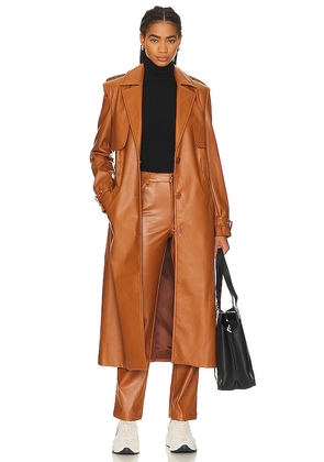 Bardot Faux Leather Trench in Brown. Size XS.