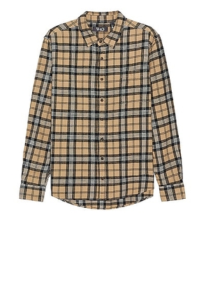 WAO The Flannel Shirt in beige & black - Tan. Size S (also in L, M, XL/1X).