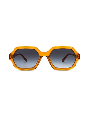 Chloe Scalloped Rectangular Sunglasses in Orange.