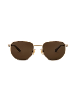 Bottega Veneta Split Panthos Sunglasses in Metallic Gold.