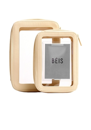 BEIS The Inflight Cosmetic Case Set in Beige.