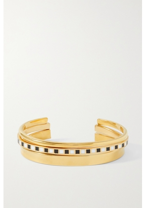 Roxanne Assoulin - A Dash Of Check Set Of Three Gold-tone And Enamel Cuffs - One size