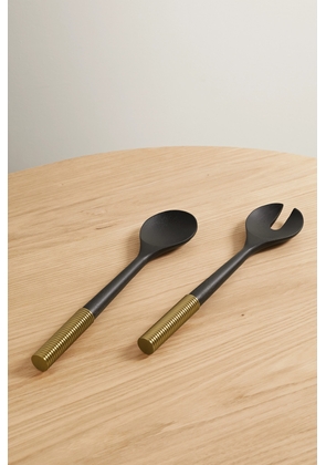 L'Objet - Alhambra Set Of Two Smoked Ash And Gold-tone Serving Spoons - Brown - One size