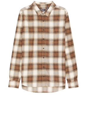 WAO The Flannel Shirt in Brown. Size L, M, XL/1X.