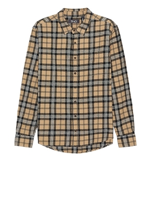 WAO The Flannel Shirt in Tan. Size L, M, XL/1X.