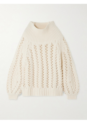 Adam Lippes - Brushed Open-knit Cashmere And Silk-blend Turtleneck Sweater - Ivory - x small,small,medium,large,x large