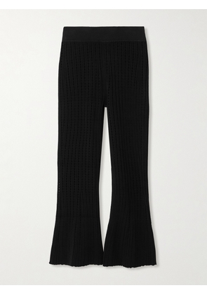 Adam Lippes - Cropped Recycled Pointelle-knit Flared Pants - Black - x small,small,medium,large,x large
