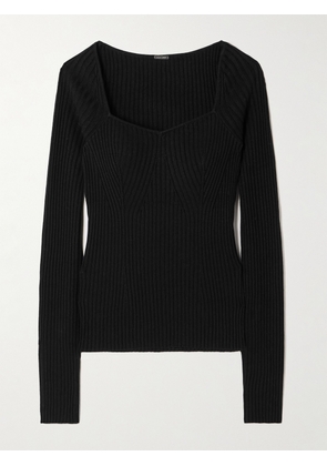 Adam Lippes - Florentine Ribbed Silk And Cashmere-blend Top - Black - x small,small,medium,large,x large