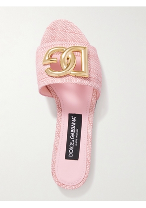 Dolce & Gabbana - Bianca Logo-embellished Raffia Slides - Pink - IT35,IT35.5,IT36,IT36.5,IT37,IT37.5,IT38,IT38.5,IT39,IT39.5,IT40,IT40.5,IT41