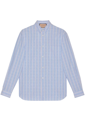 Gucci Double G striped cotton shirt - Blue