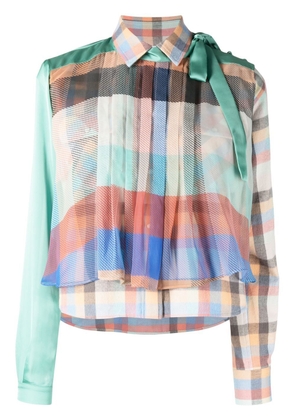 sacai checked layered blouse - Multicolour