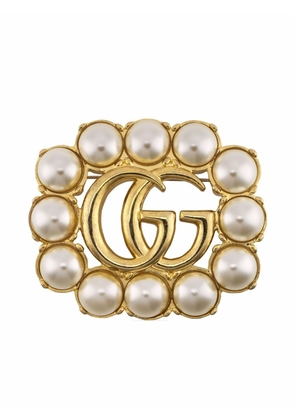 Gucci Pearl Double G brooch - Gold