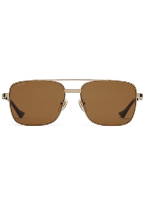 Gucci Eyewear logo-print square-frame sunglasses - Gold